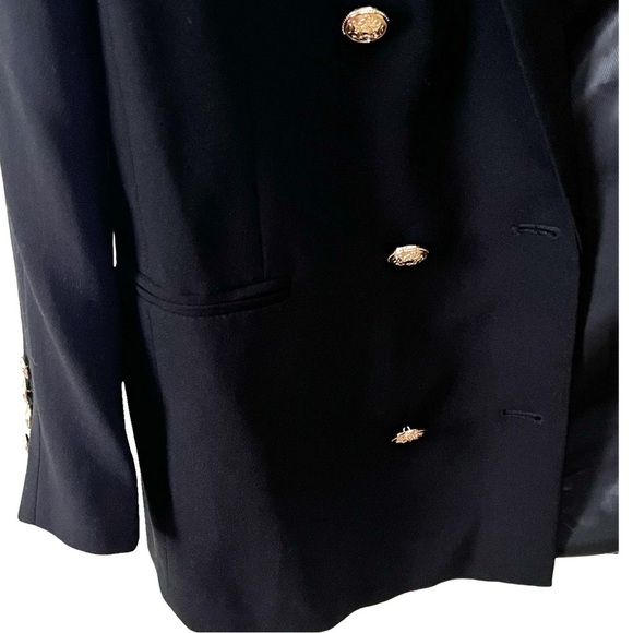 ZARA Runaway Shoulder Padded Double Breasted Accent Gold Black Blazet Sz S - Picture 5 of 8